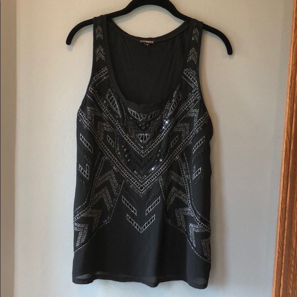 Black Express top w black and silver sequencing.